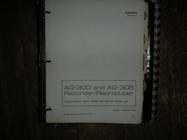 AG-300 AG-305 Recorder Reproducer Service Manual  AMPEX