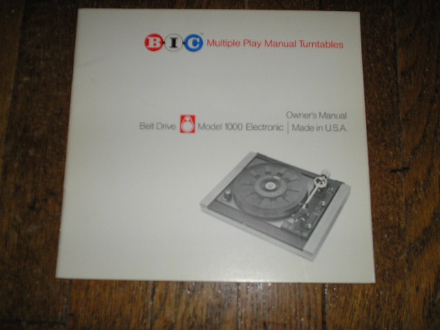 1000 Turntable Owners Manual  BIC