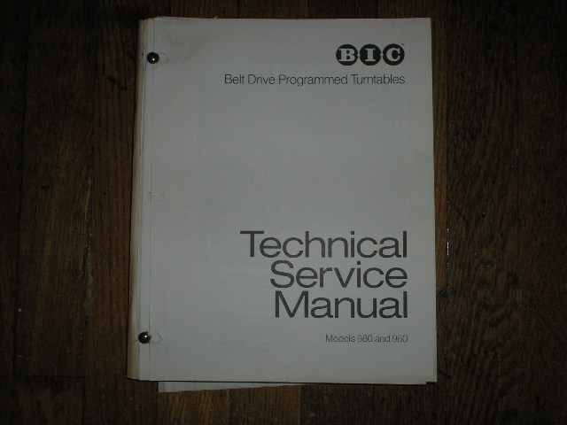 960 980 Turntable Service Manual  BIC