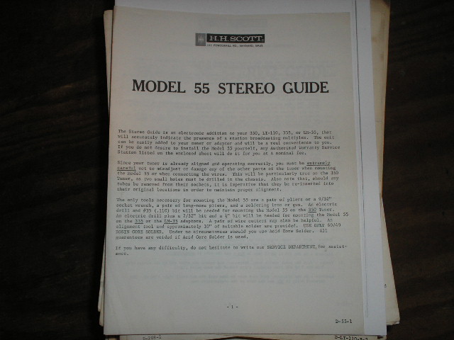 Model 55 Operating Instruction Manual 