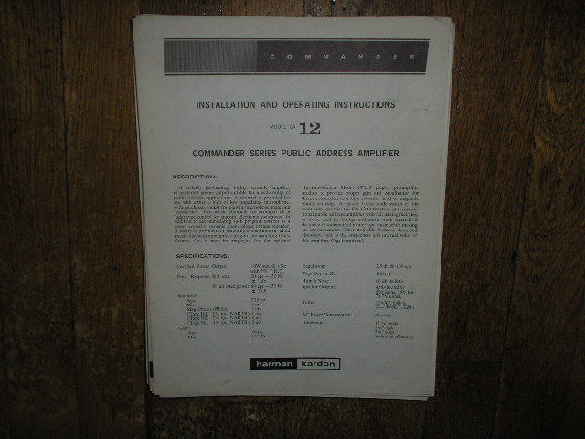 CA-12 PA Amplifer Service Information