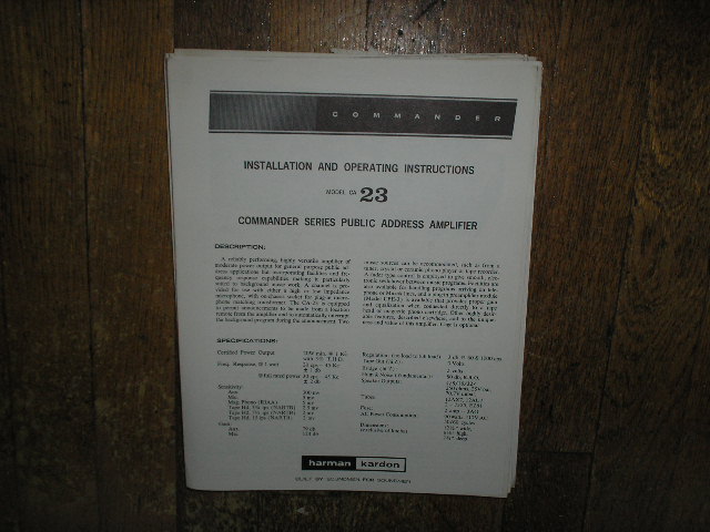 CA-23 PA Amplifer Service Information 