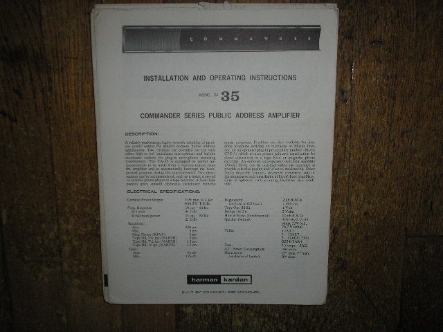 CA-35 PA Amplifer Service Information 