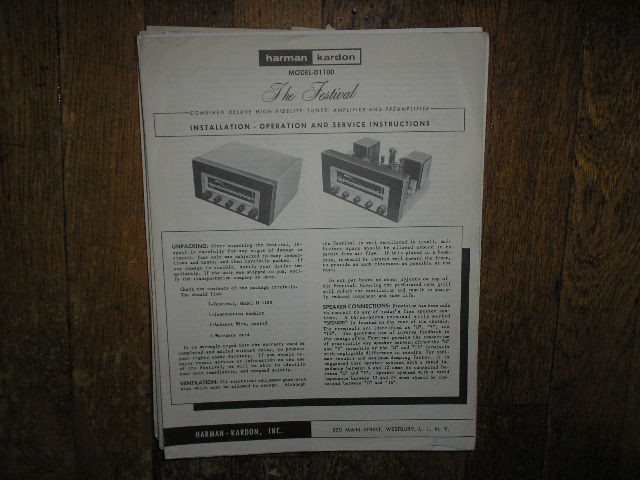 D-1100 Tuner Amplifier Owners Manual