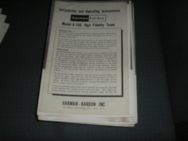 A100 AM FM Tuner Manual with schematic

