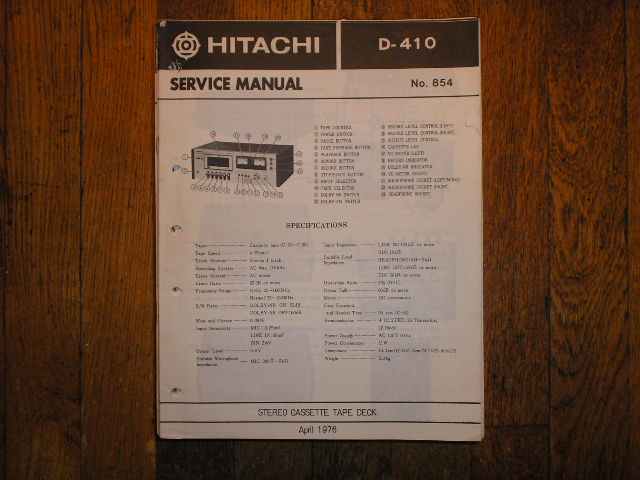 D-410 Stereo Cassette Tape Deck Service Manual