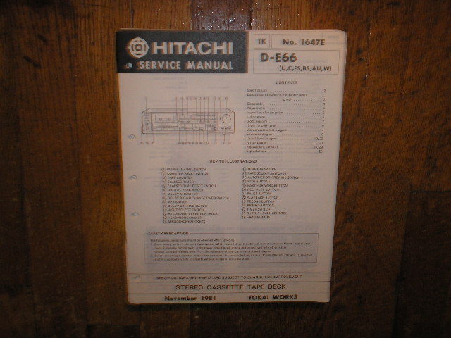 D-E66 U C W FS BS AU Stereo Cassette Tape Deck Service Manual

