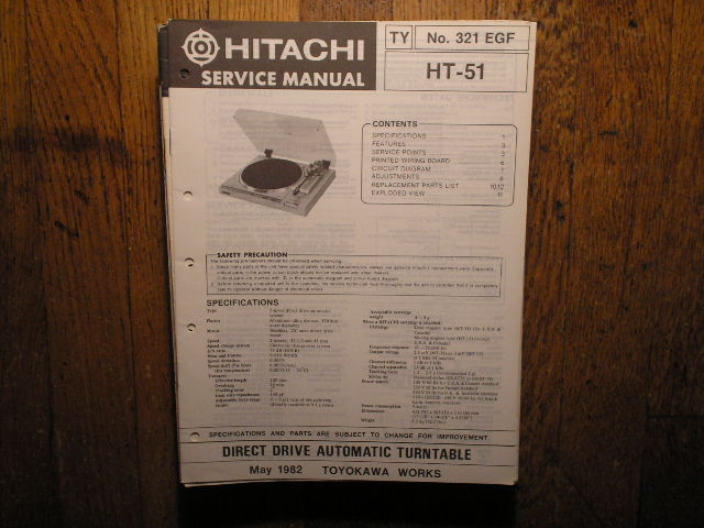 Hitachi HT-51 Turntable Service Manual..  