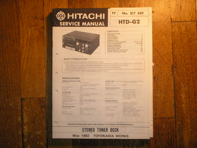 Hitachi HTD-G2 RADIO/CASSETTE Service Manual..  
