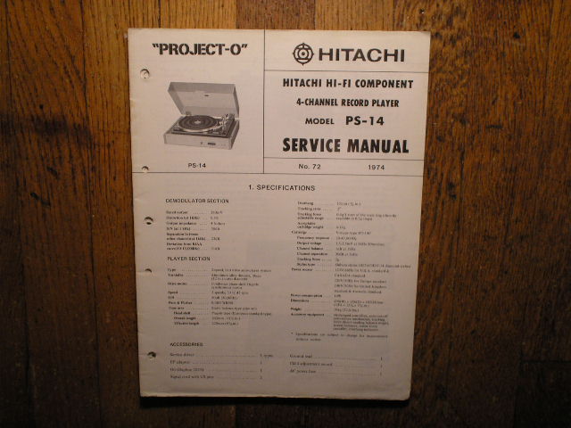 PS-14 Belt Drive Turntable Service Manual