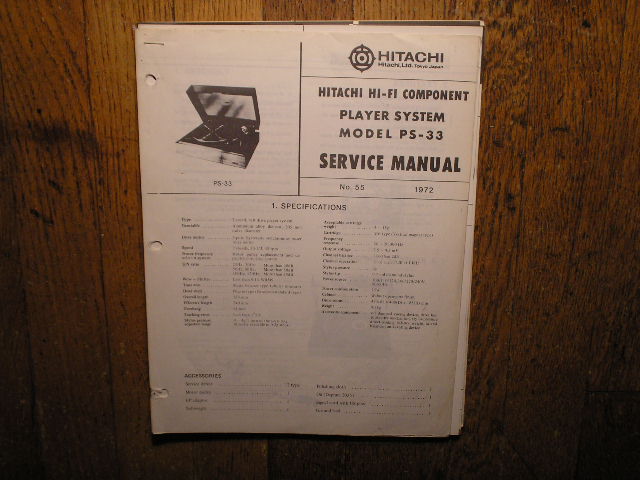 PS-33 Belt Drive Turntable Service Manual