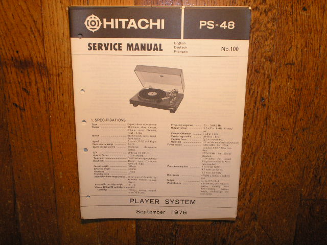 Hitachi PS-48  Turntable Service Manual..  