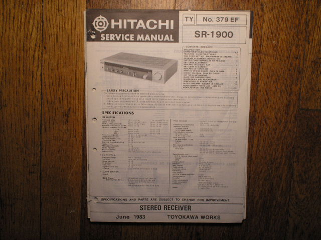 SR-1900 Receiver Service Manual