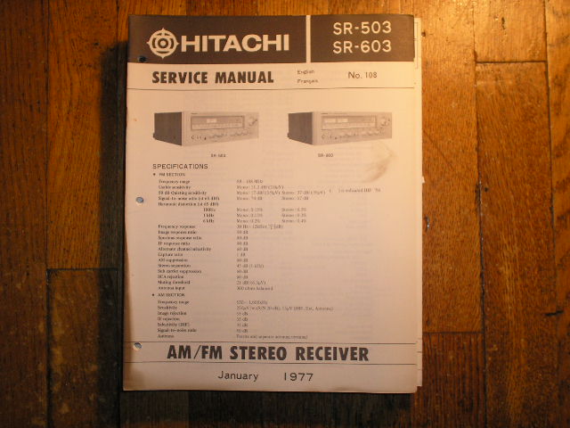 SR-503 SR-603 Receiver Service Manual