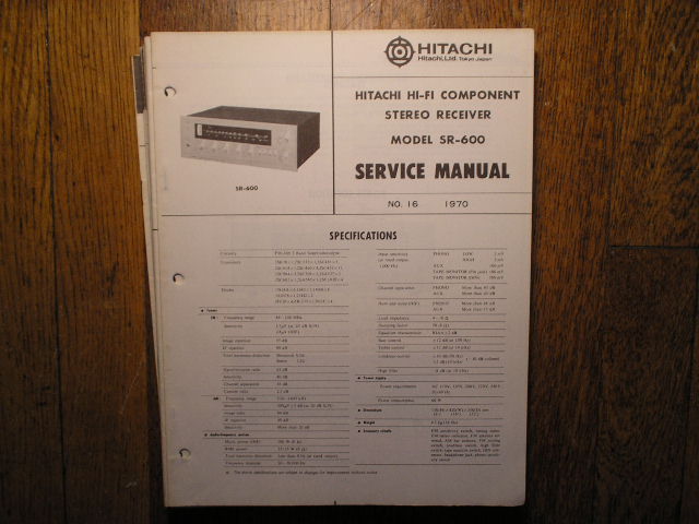 SR-600 Stereo Receiver Service Manual