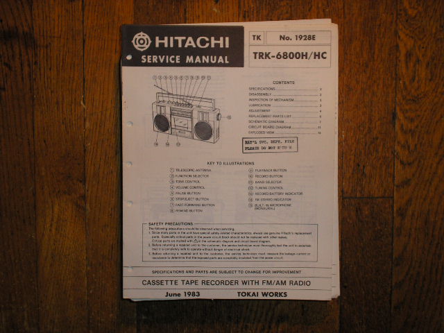 TRK-6800H TRK-6600HC  CASSETTE RADIO Service Manual