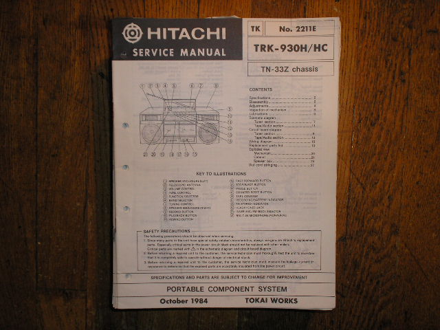 TRK-930H CASSETTE RADIO Service Manual