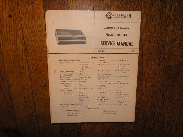 TRQ-288 Cassette Tape Recorder Service Manual