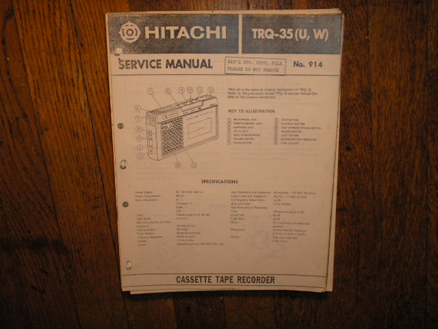 TRQ-35 U W Cassette Tape Recorder Service Manual