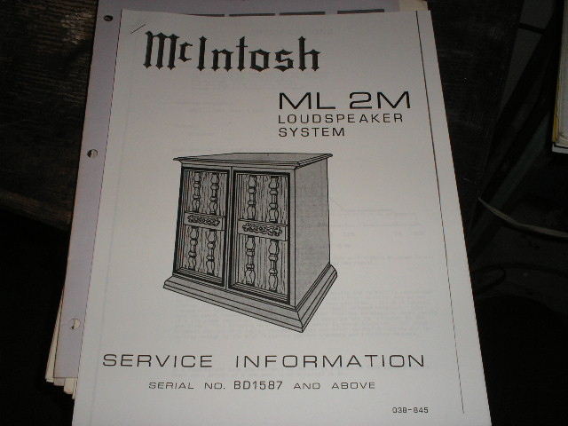 ML2M Loudspeaker Service Manual for Serial Number BD1587 and above..