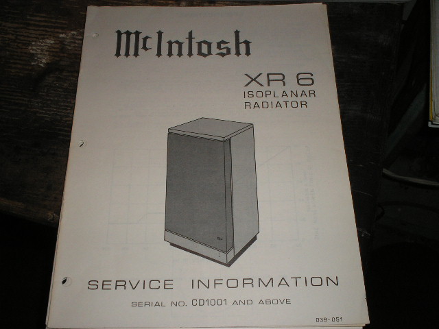 XR6  Loudspeaker Service Manual for Serial Number CD1001 and above..