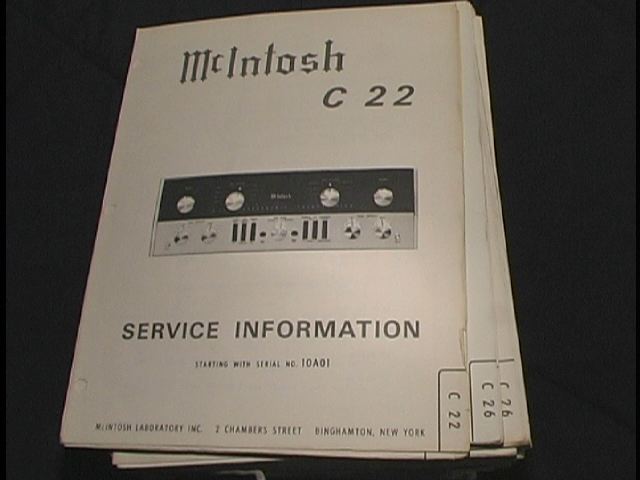 C 22 Pre-Amplifier Service Manual Starting with Serial No 10A01  McIntosh