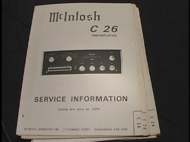 C 26 Pre-Amplifier Service Manual Starting with Serial No 10P01  McIntosh
