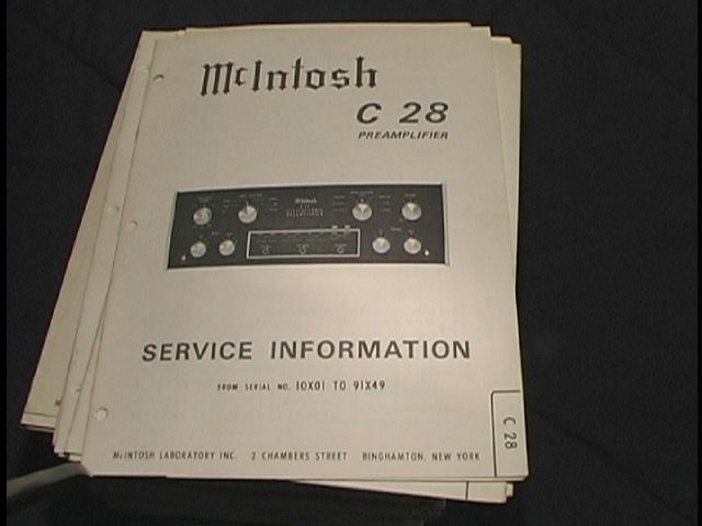 C 28 Pre-Amplifier Service Manual Starting with Serial No 10X01 to 91X49  McIntosh
