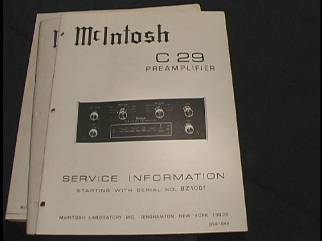 C 29 Pre-Amplifier Service Manual Starting with Serial No BZ1001  McIntosh
