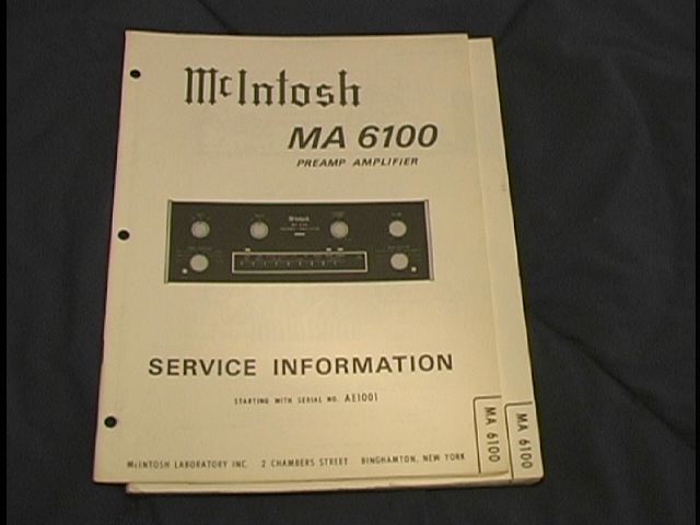 MA 6100 Pre-Amp Amplifier Service Manual Starting with Serial No AE1001