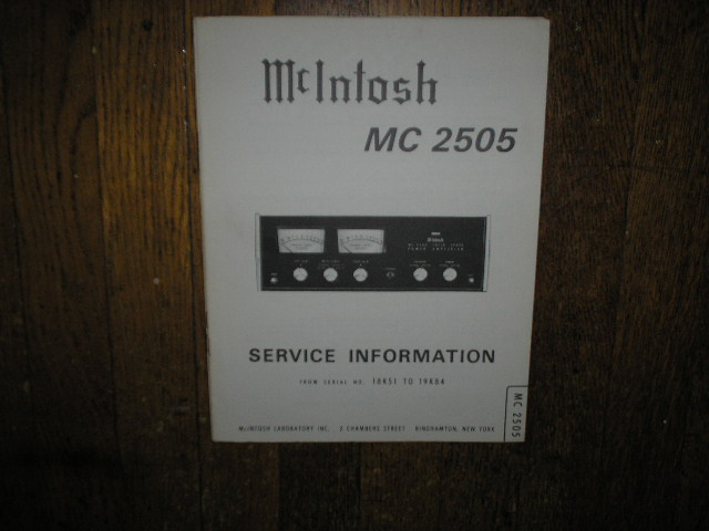 MC 2505 Amplifier Service Manual for Serial No.18K51 to 19K84 