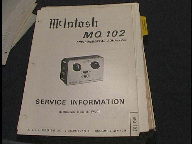 MQ102 Enviromental Equalizer Service Manual Starting With Serial # 1W001 and up.