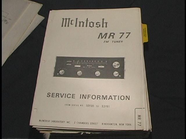 MR-77 FM Tuner Service Manual Serial No. 10Y01 and Up  McIntosh