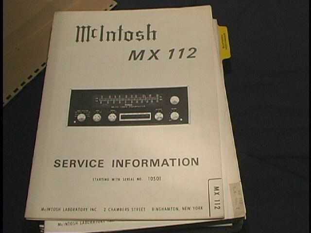 MX-112 Tuner Pre-Amplifier Service Manual Serial No.10S01  McIntosh