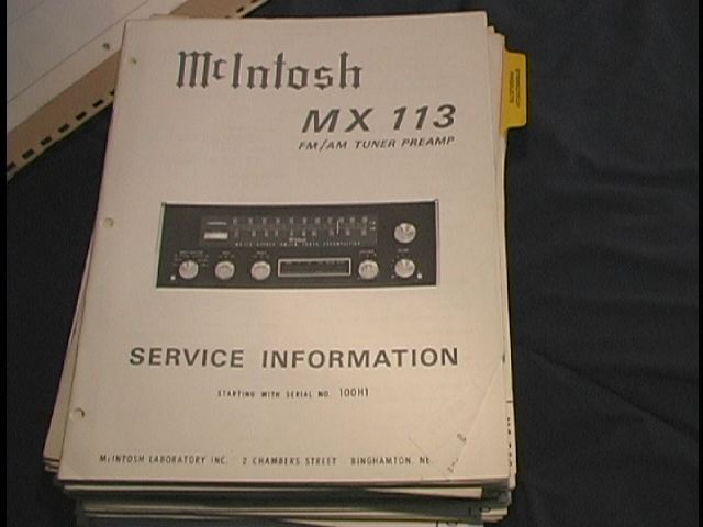 MX-113 Tuner Pre-Amplifier Service Manual Serial No.100H1  McIntosh