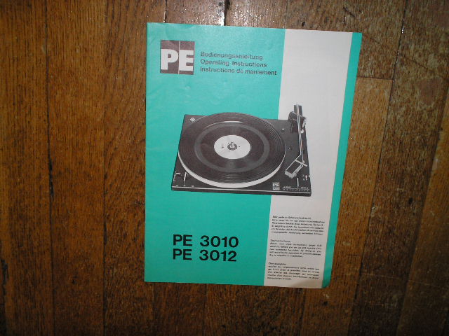 PE 3010 PE 3012 Turntable Operating Manual