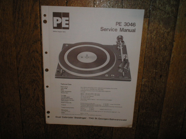 PE 3046 Turntable Sevice Manual