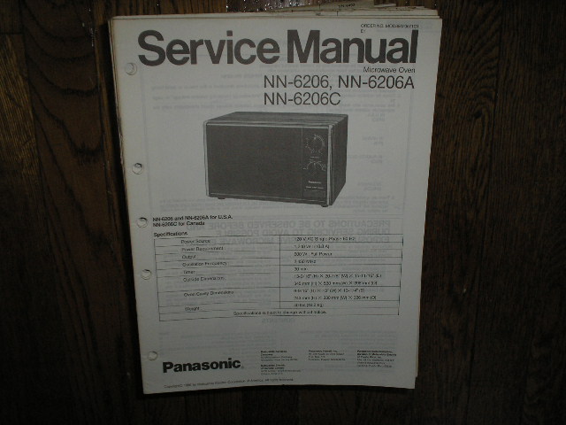 NN-6206 NN-6206A NN-6206C Microwave Oven Service Repair Manual