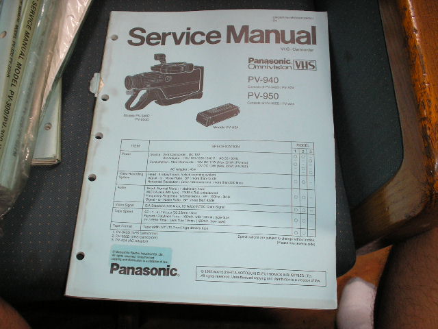 PV-940 PV-950 VHS Camcorder Service Manual