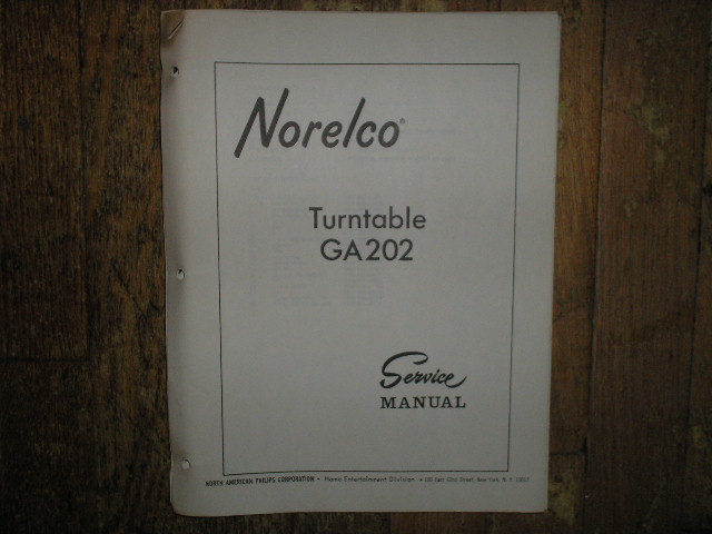 Norelco Philips NAP GA202 Turntable Service Manual
