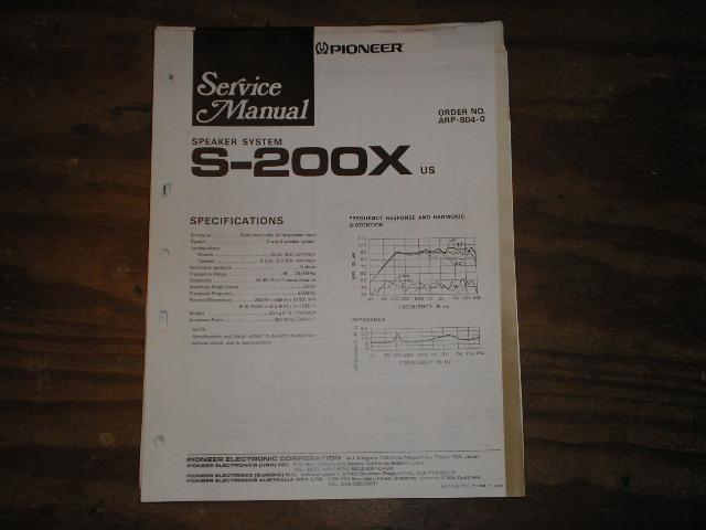 S-200X Speaker System Service Manual ARP-904