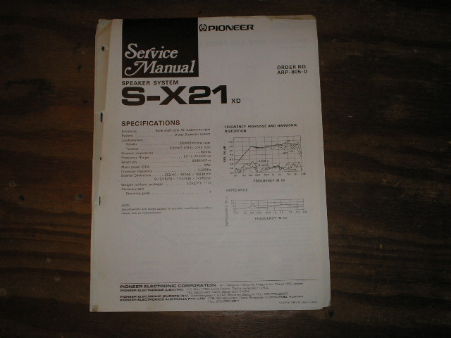 S-X21 Speaker System Service Manual ARP-805
