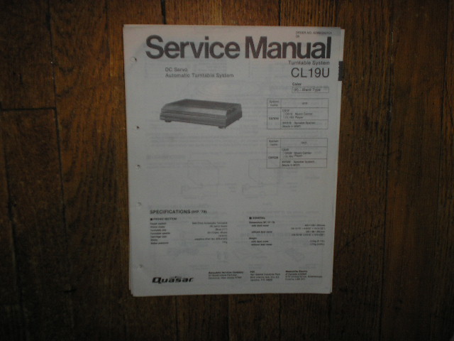 CL19U Turntable Service Manual