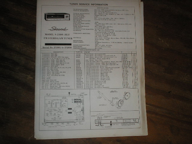 S-2300 Tuner Service Manual Serial no. 295001 and up.