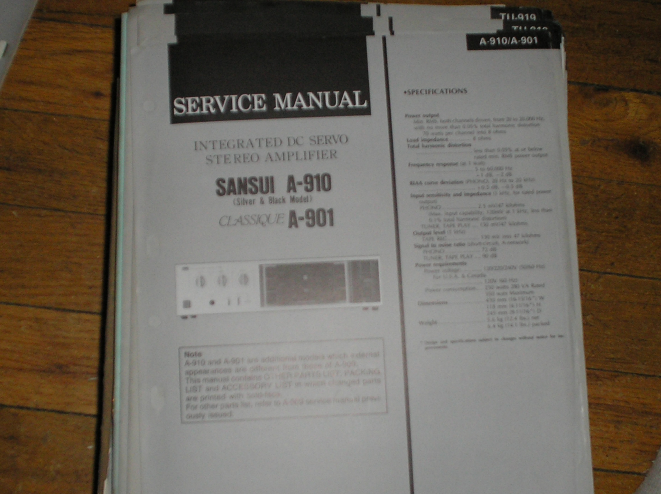 A-910 A-901 Classique Amplifier Service Manual