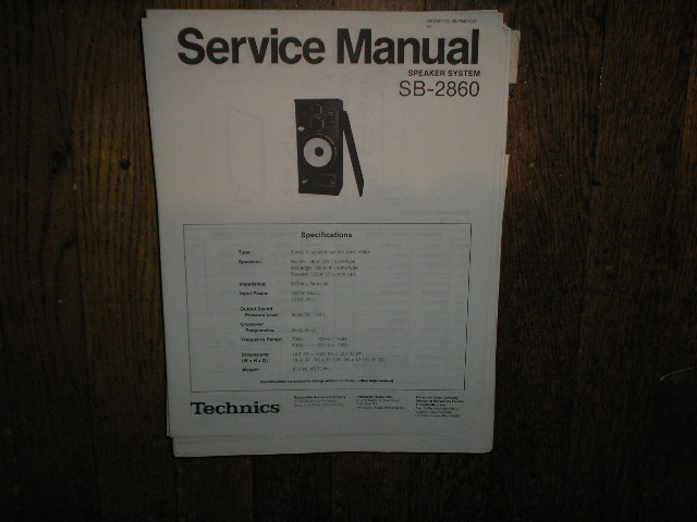 SB-2860 Speaker System Service Manual