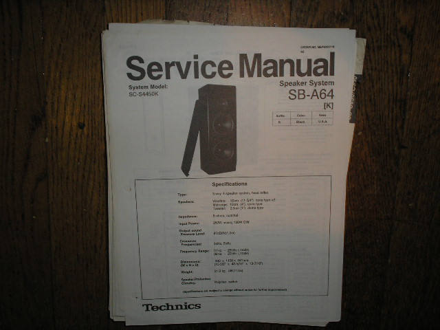 SB-A64 Speaker System Service Manual