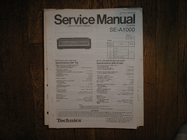 SE-A1000 Amplifier Service Manual