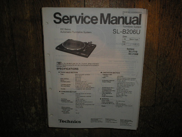 SL-B206U Turntable Service Manual  Technics 