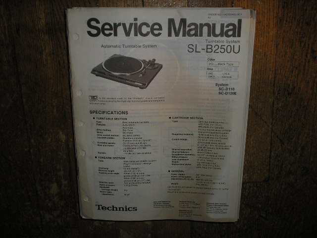 SL-B250U Turntable Service Manual  Technics 